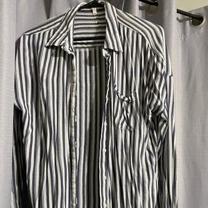Blue/white striped button down